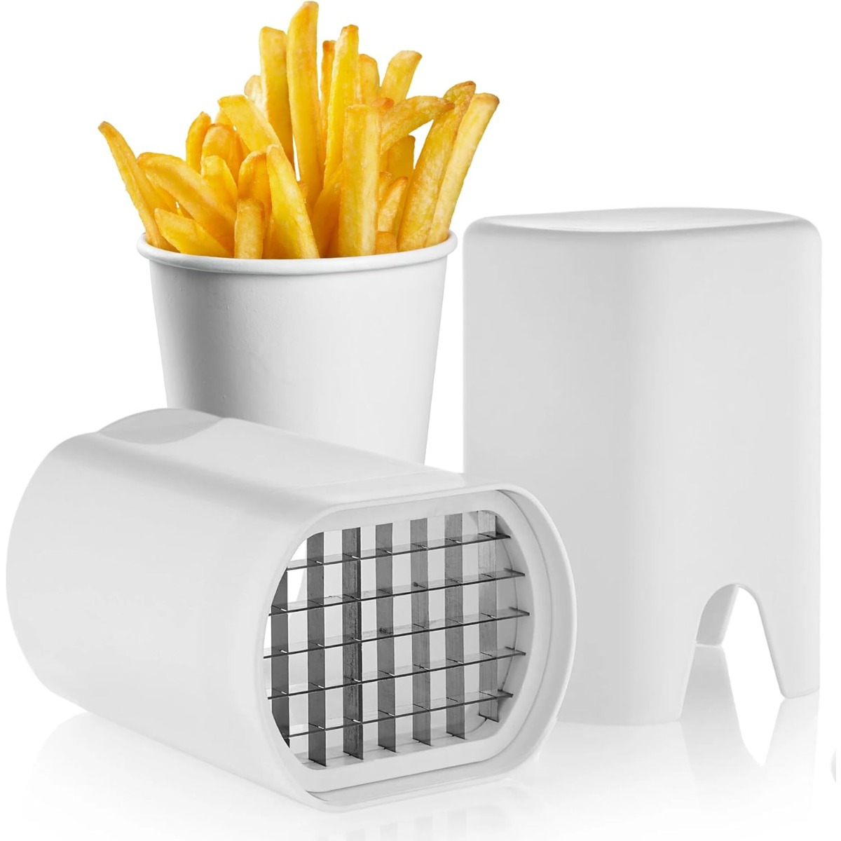 Kitchen Gadgets Luxury - เครื่องตัดเฟรนช์ฟรายส์สีขาว เครื่องหั่นอาหารและผักแบบใช้มือ ตัดแบบธรรมชาติสำหรับหั่นผักและมันฝรั่งให้เป็นลูกเต๋าอย่างรวดเร็ว