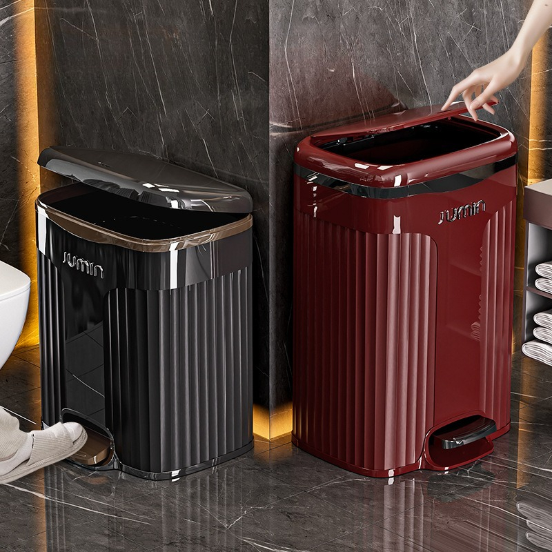 Kitchen Gadgets Luxury - ถังขยะแบบเหยียบเท้า 10/15 ลิตร กันน้ำ สำหรับห้องน้ำ มีฝาปิด