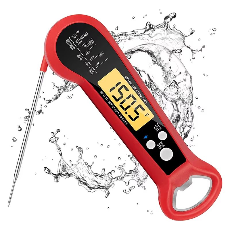 Instant Read Thermometer - LMETJMA เครื่องวัดอุณหภูมิเนื้อสัตว์ดิจิตอลเครื่องวัดอุณหภูมิเนื้ออ่านทันทีดิจิตอลพร้อมเครื่องวัดอุณหภูมิอาหารแบบ Probe สําหรับทําอาหารย่าง JT-124