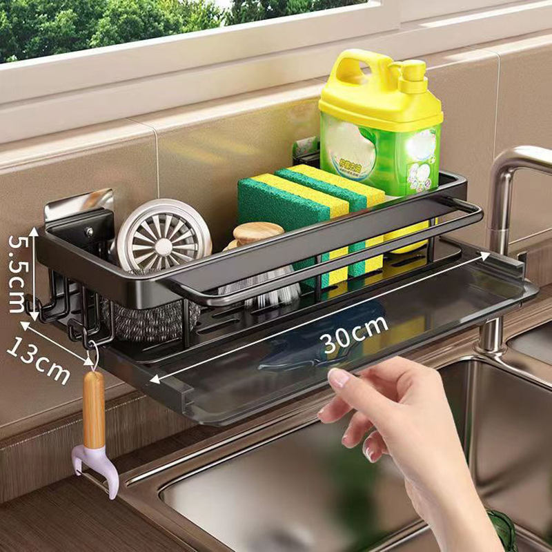 Kitchen Gadgets Cabinet - 1 ชิ้นมัลติฟังก์ชั่ติดผนังท่อระบายน้ําชั้นวางห้องครัวหมัดฟรีชั้นวางเศษเครื่องเทศชั้นวางอ่างล้างจานชั้นเก็บอุปกรณ์ครัว