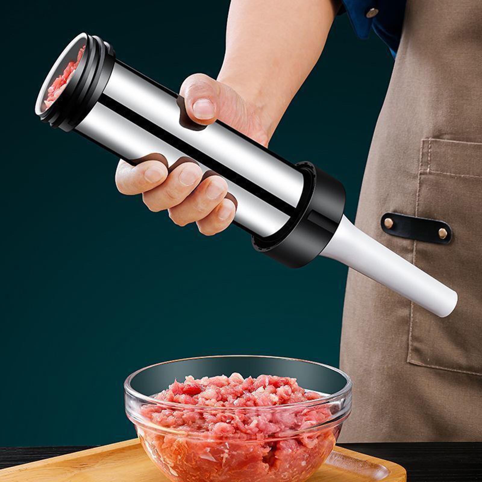 Kitchen Gadgets Set - เครื่องยัดไส้เนื้อแบบมือหมุนสำหรับทำไส้กรอก ทำจากสแตนเลส ทำความสะอาดง่าย อุปกรณ์ครัวพร้อมชุดหัวฉีด