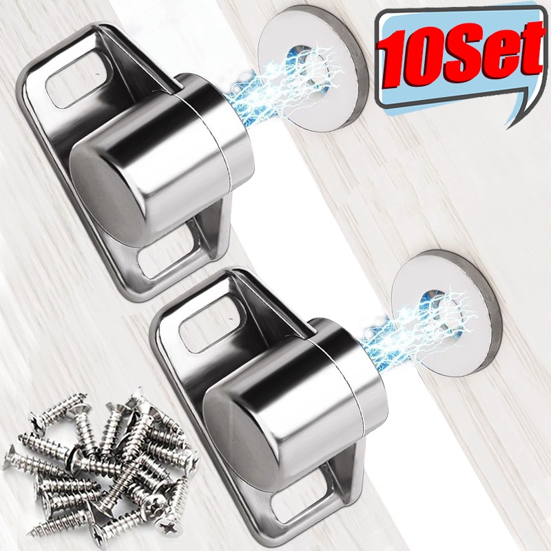 Kitchen Gadgets Cabinet - แม่เหล็กติดประตูตู้ 1-10 ชุด พร้อมสกรู สำหรับตู้ครัวในบ้านและตู้เสื้อผ้า อุปกรณ์ล็อคประตู