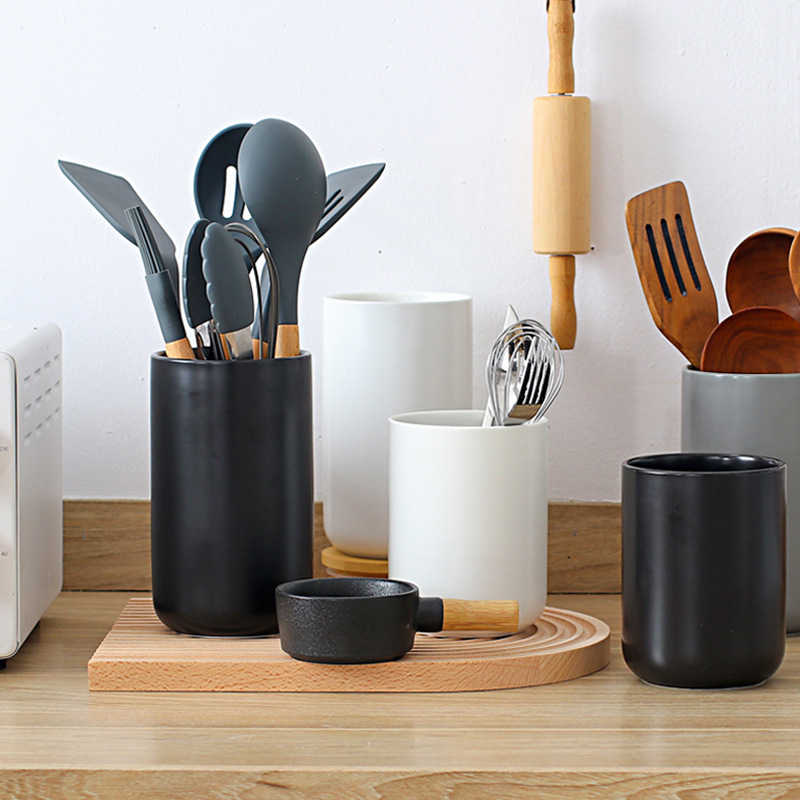 Kitchen Gadgets Under 100 - กระป๋องเซรามิค Nordic เครื่องครัวสําหรับช้อน Spatulas เครื่องมือทําอาหาร Organizer