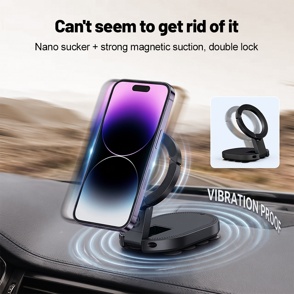 Kitchen Gadgets & Toys - 360 ° ที่วางโทรศัพท์แม่เหล็กแบบหมุนได้ 3-in-1 พร้อมถ้วยดูด ปรับมุมได้หลายทิศทาง
