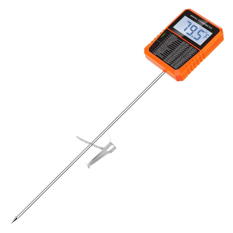 Instant Read Thermometer - Y42A-TP510 เครื่องวัดอุณหภูมิแบบดิจิตอลกันน้ำพร้อมคลิปหนีบหม้อ, โพรบยาว 8.1 นิ้วสำหรับทำอาหารเนื้อสัตว์อ่านค่าได้ทันที