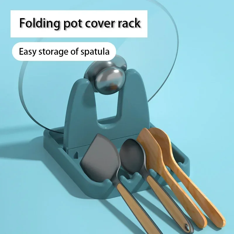 Kitchen Gadgets Under 100 - 1 PC พับหม้อฝาปิดขาตั้งห้องครัวช้อนพลาสติกสําหรับส้อมไม้พาย Rack PAN ชั้นวางบนโต๊ะอาหารฝาปิด