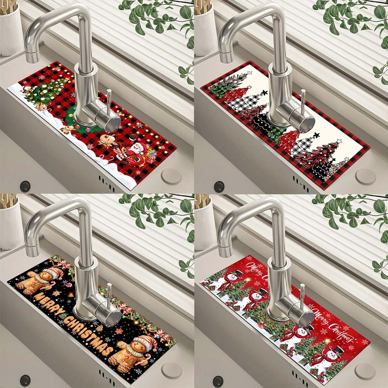 Kitchen Gadgets Best Sellers 2025 - แผ่นดูดซับน้ำสำหรับก๊อกน้ำคริสต์มาส ทำจากดินเบา สำหรับห้องครัว ห้องน้ำ อุปกรณ์ตกแต่งคริสต์มาส 2025