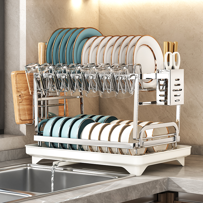 Kitchen Gadgets Cabinet - ชั้นวางของในครัวสแตนเลส, กล่องเก็บชามและจาน, ชั้นวางแบบมีรูระบายน้ำ, ชั้นวางของอเนกประสงค์สำหรับชาม