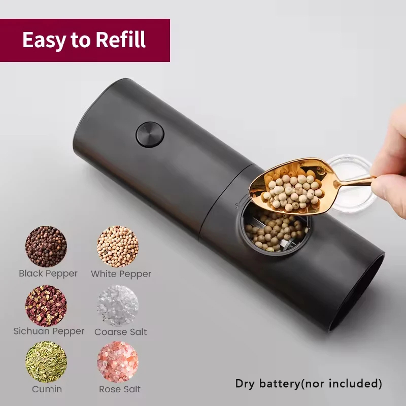 Kitchen Gadgets Set - ชุดเครื่องบดเกลือและพริกไทยไฟฟ้าอัตโนมัติ พร้อมไฟ LED ชุดเครื่องบดเครื่องเทศ ปรับระดับการบดได้ อุปกรณ์ครัว
