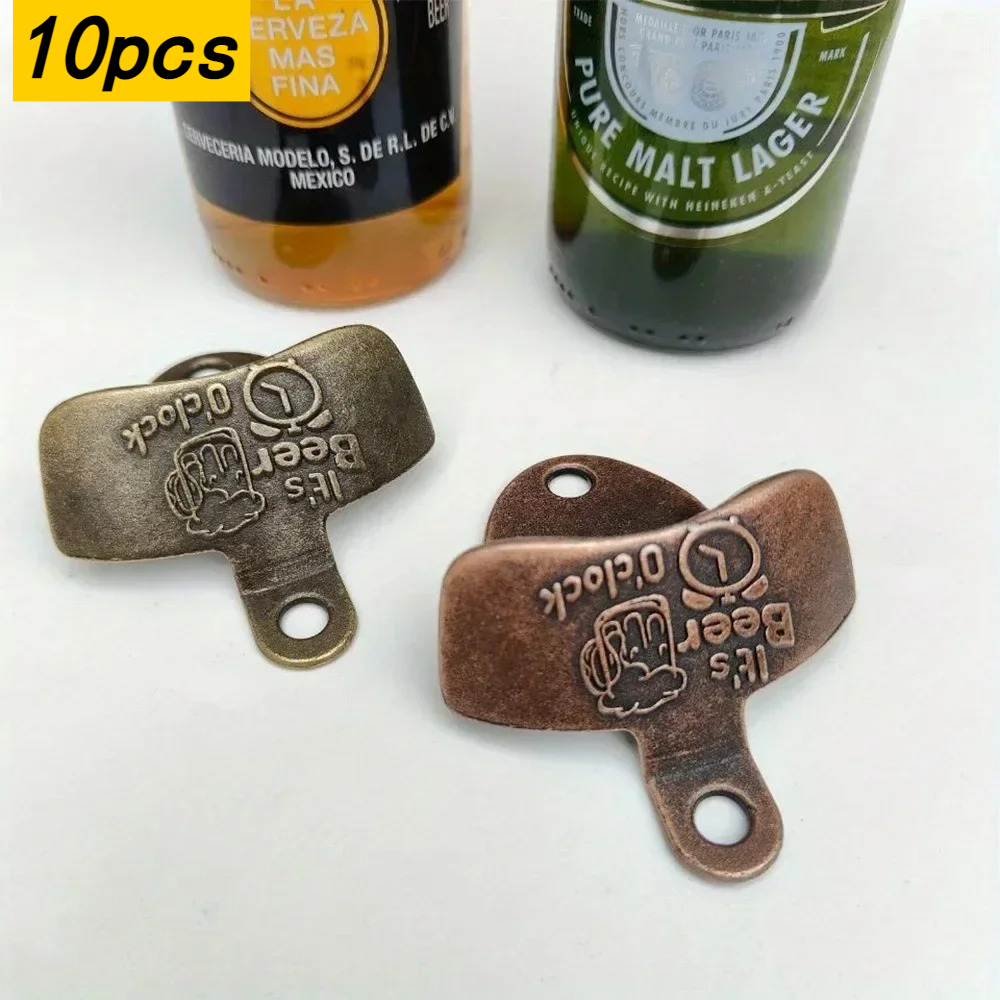 Kitchen Gadgets Vintage - ที่เปิดขวดติดผนังรูปนาฬิกาเบียร์ 10 ชิ้น พร้อมสกรู ที่เปิดขวดเบียร์สไตล์วินเทจย้อนยุค อุปกรณ์ทำบาร์บีคิว