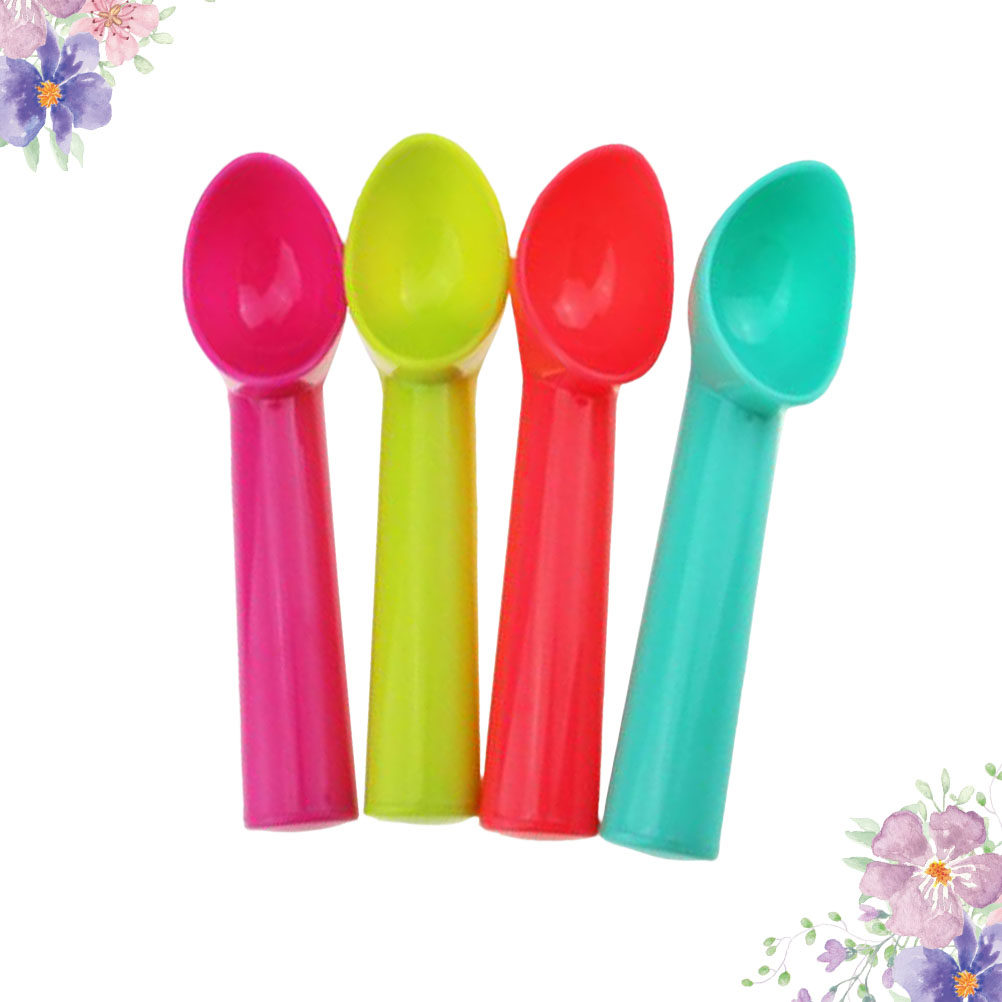 Kitchen Gadgets & Toys - ช้อนตักไอศกรีม 4 ชิ้น ช้อนพลาสติกตามหลักสรีรศาสตร์สำหรับผลไม้สลัด ของหวาน อุปกรณ์ครัว