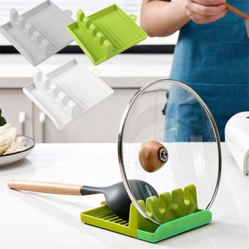 Kitchen Gadgets Under 100 - ใหม่สีเขียวหม้อฝาปิดขาตั้งช้อนพลาสติกผู้ถือห้องครัวสําหรับส้อมไม้พายRack Pan Coverชั้นวางบนโต๊ะอาหารStorage Rack