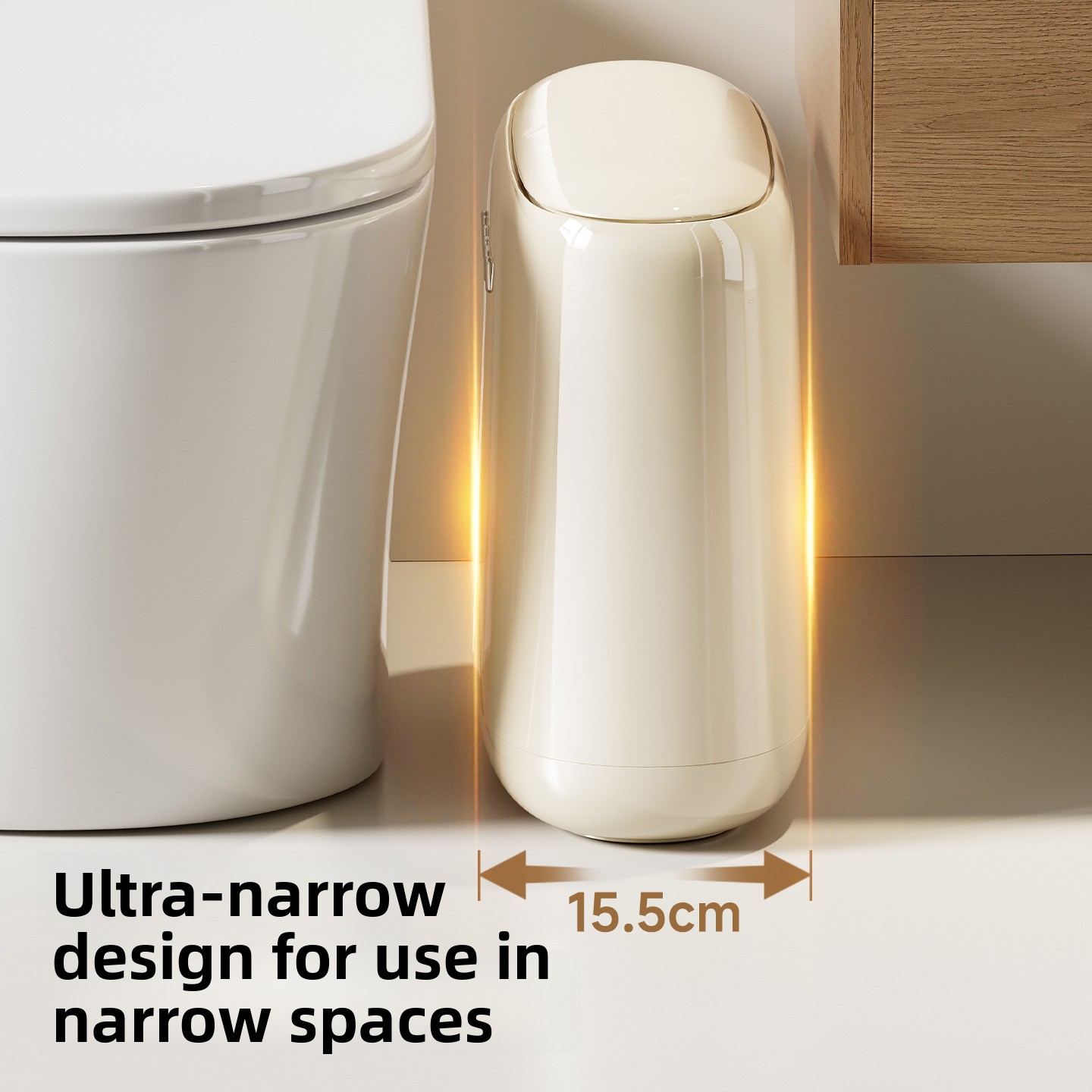 Kitchen Gadgets Luxury - ถังขยะ 12 ลิตร แบบแคบ สำหรับห้องน้ำ ดีไซน์หรูหรา