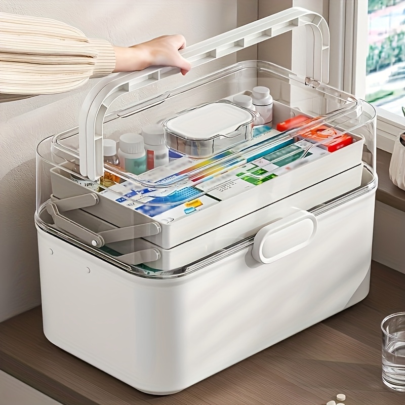Kitchen Gadgets Cabinet - กล่องเก็บยาฝาใสความจุขนาดใหญ่/กล่องจัดเก็บ - ตู้เก็บยาพลาสติก, กล่องจัดระเบียบอเนกประสงค์สำหรับบ้าน, สำนักงาน, ห้องครัว,