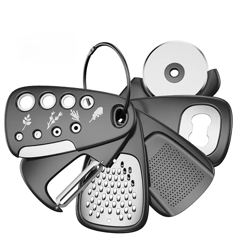 Kitchen Gadgets Vegetable Cutter - 6 ชิ้น Gadgets ครัวชุดประหยัดพื้นที่เครื่องมือทําอาหารเครื่องขูดชีสที่เปิดขวดผัก Peeler เครื่องตัดพิซซ่าเครื่องบดกระเทียม