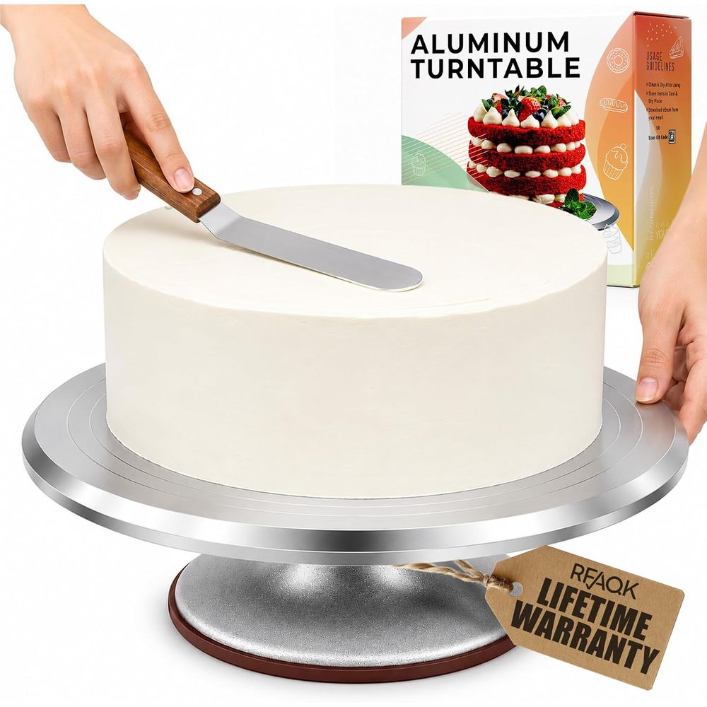 Cake Decorating Turntable - ฐานหมุนเค้กอัลลอยขนาด 12 นิ้ว สำหรับตกแต่งคัพเค้ก ขนมอบ และของตกแต่งเค้ก