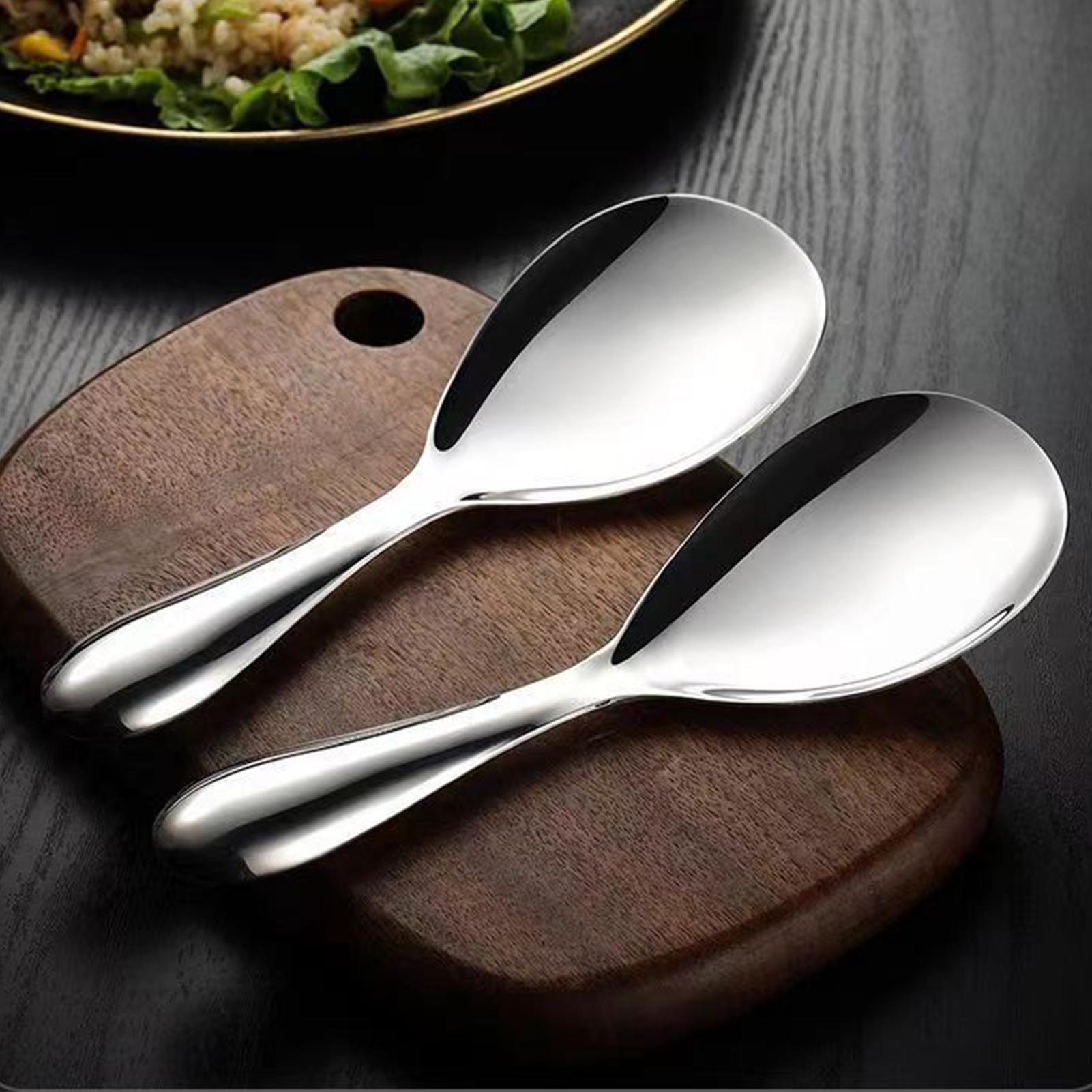 Kitchen Gadgets Under 100 - ทัพพีตักข้าวสแตนเลส 20.5x7 ซม. ช้อนตักข้าว ไม่ติดกระทะ ทนความร้อน