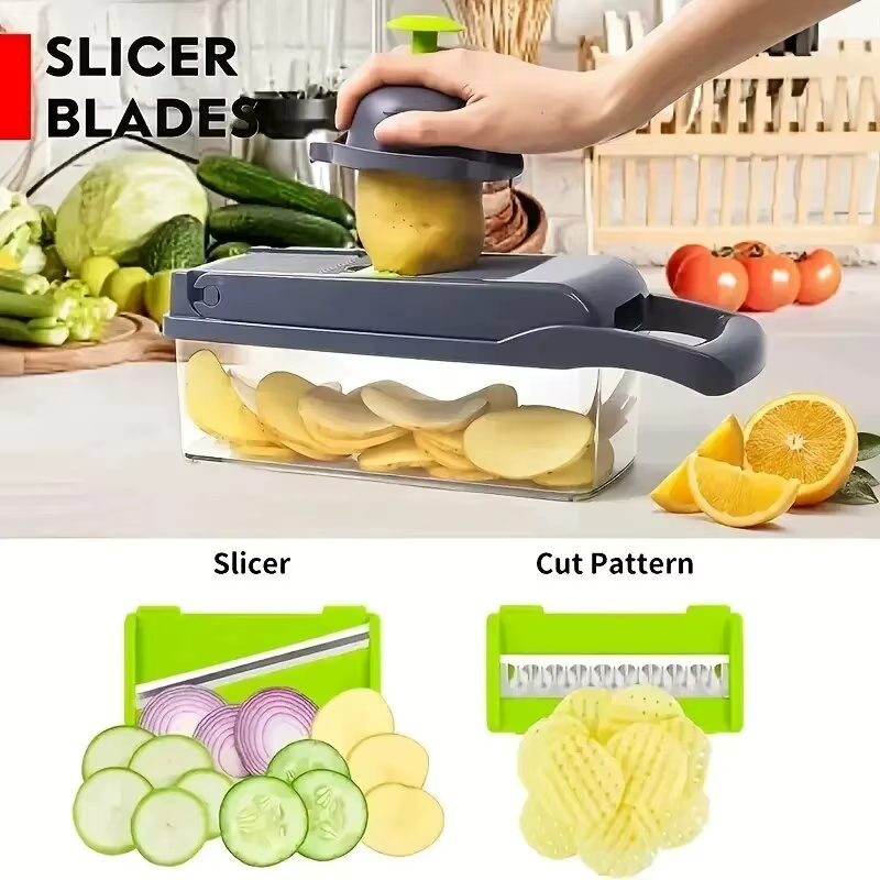 Kitchen Gadgets Luxury - เครื่องตัดผักสุดหรู - อุปกรณ์เสริมหลากหลาย (ใบมีด/แปรง/ตะกร้า) ครบชุดสำหรับการเตรียมอาหารในครัว ชิ้นเดียวจบเรียบร้อย