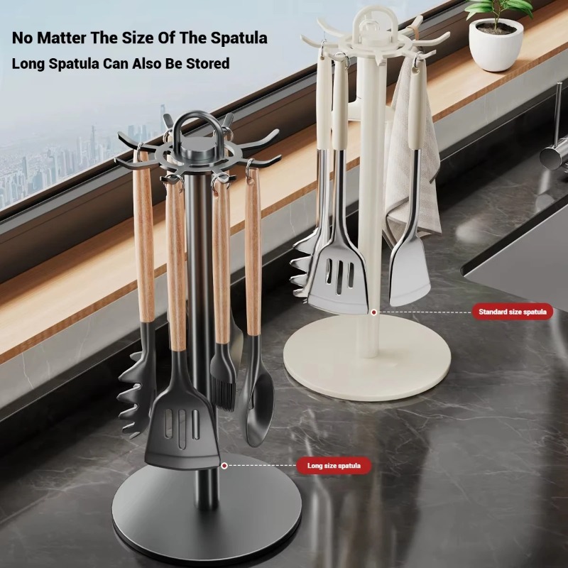 Kitchen Gadgets Under 100 - 360 ° ที่วางตะหลิวและอุปกรณ์ครัวแบบหมุนได้ - ที่เก็บอุปกรณ์ทำอาหารแบบเคลื่อนย้ายได้ 8