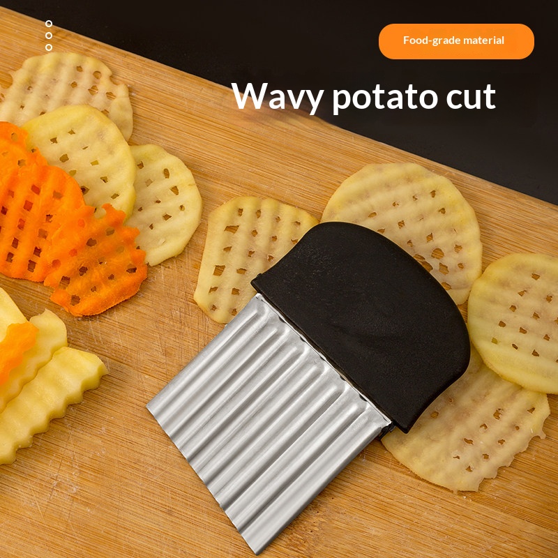 Kitchen Gadgets Vegetable Cutter - เครื่องตัดสแตนเลสแบบลอนสำหรับหั่นมันฝรั่ง เครื่องตัดเฟรนช์ฟรายส์ เครื่องหั่นผักและผลไม้ อุปกรณ์ครัว