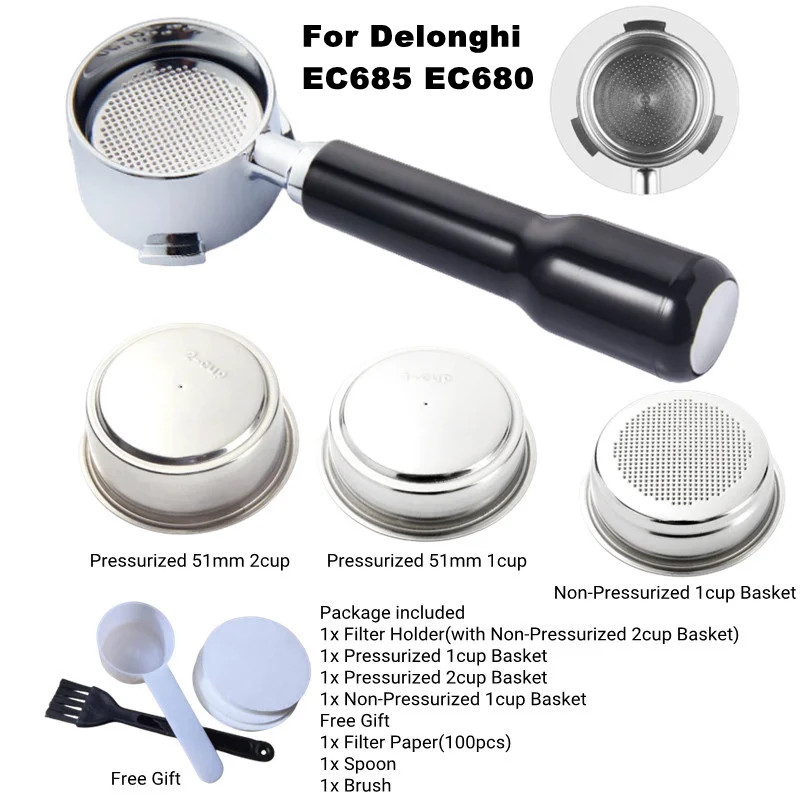 Delonghi Espresso Magnifica - เครื่องชงกาแฟแบบ keranjang saringan อัดแรงดัน51มม., เครื่องชงกาแฟแบบพกพาสำหรับ EC680