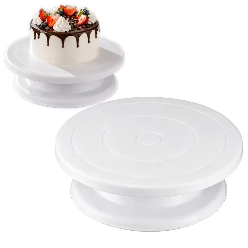 Cake Decorating Turntable - แท่นหมุนเค้กหรือแท่นวางเค้กแบบหมุนได้ เหมาะสำหรับตกแต่ง จัดเรียง และแสดงขนมหวาน เป็นชั้นวางโชว์เค้ก