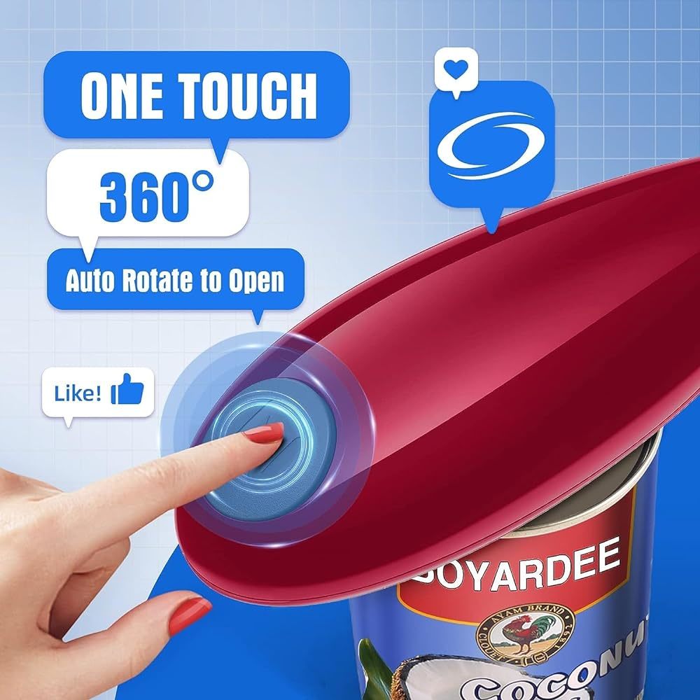ที่เปิดขวดกระป๋องไฟฟ้าสีแดง1ชิ - Electric Can Opener บทวิจารณ์และราคา