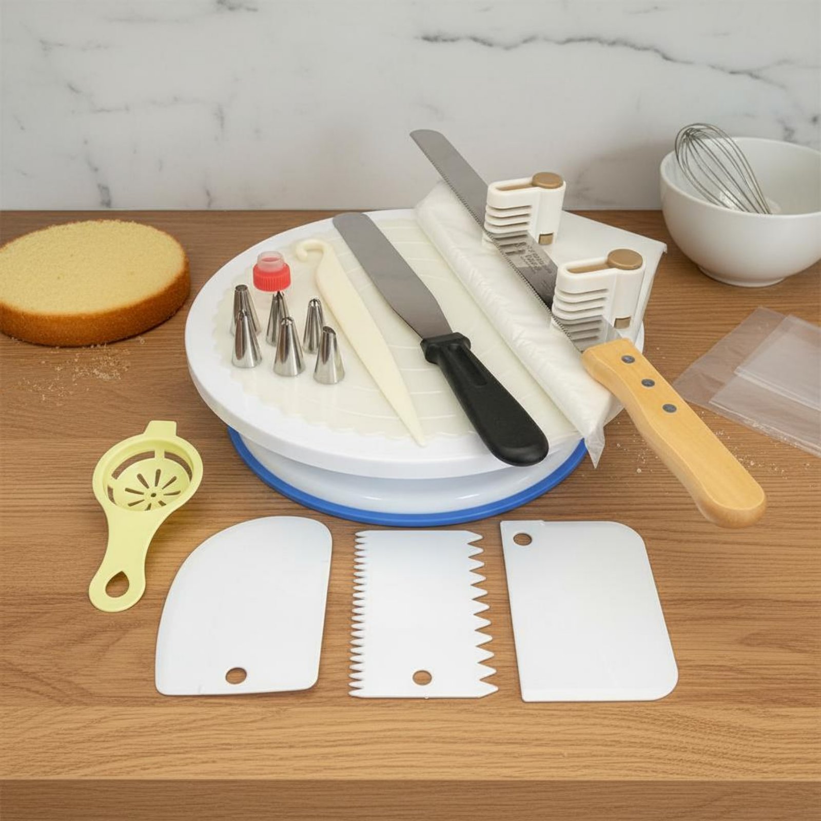 ชุดจานหมุนเค้กและอุปกรณ์ตกแต่ง - Cake Decorating Turntable บทวิจารณ์และราคา