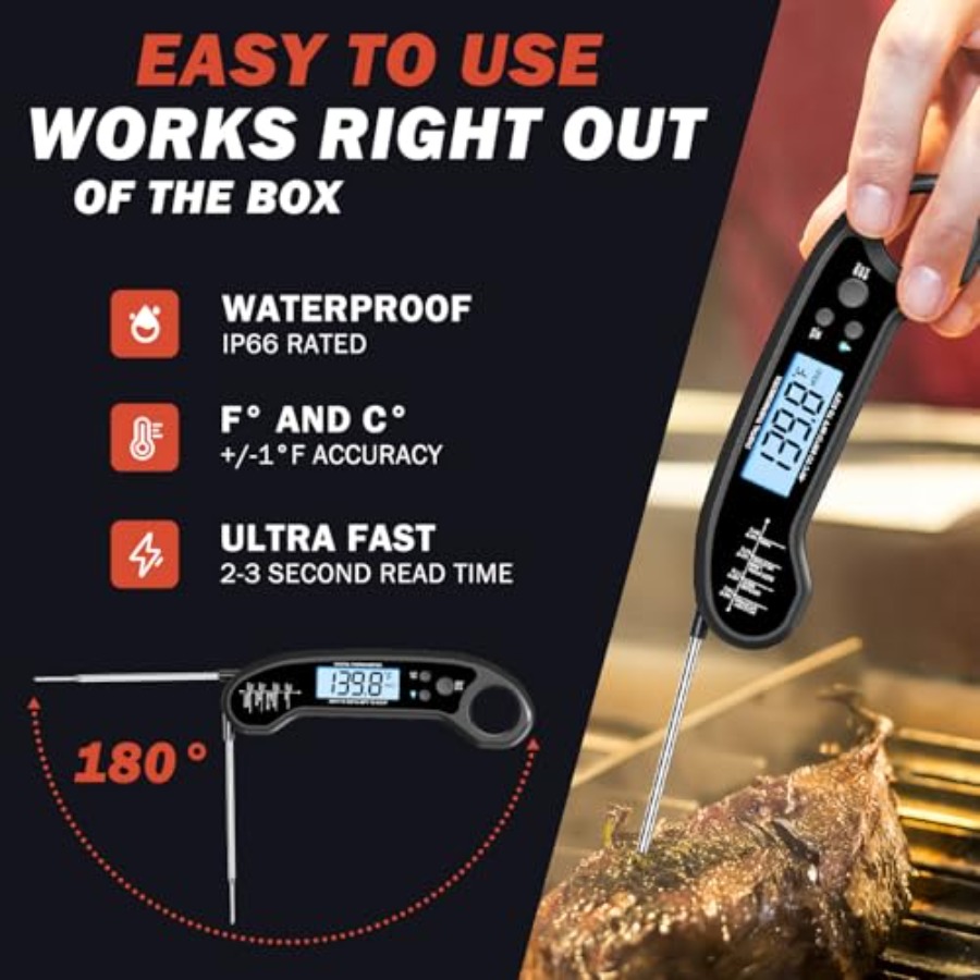 เทอร์โมมิเตอร์วัดอุณหภูมิเนื้อ - Instant Read Thermometer บทวิจารณ์และราคา