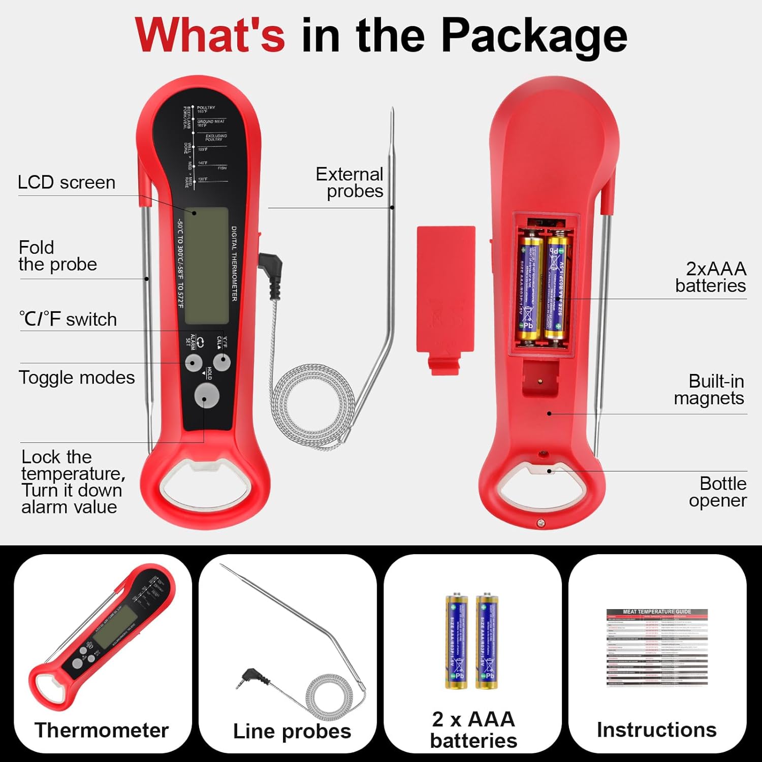 เทอร์โมมิเตอร์วัดอุณหภูมิเนื้อ - Instant Read Thermometer บทวิจารณ์และราคา
