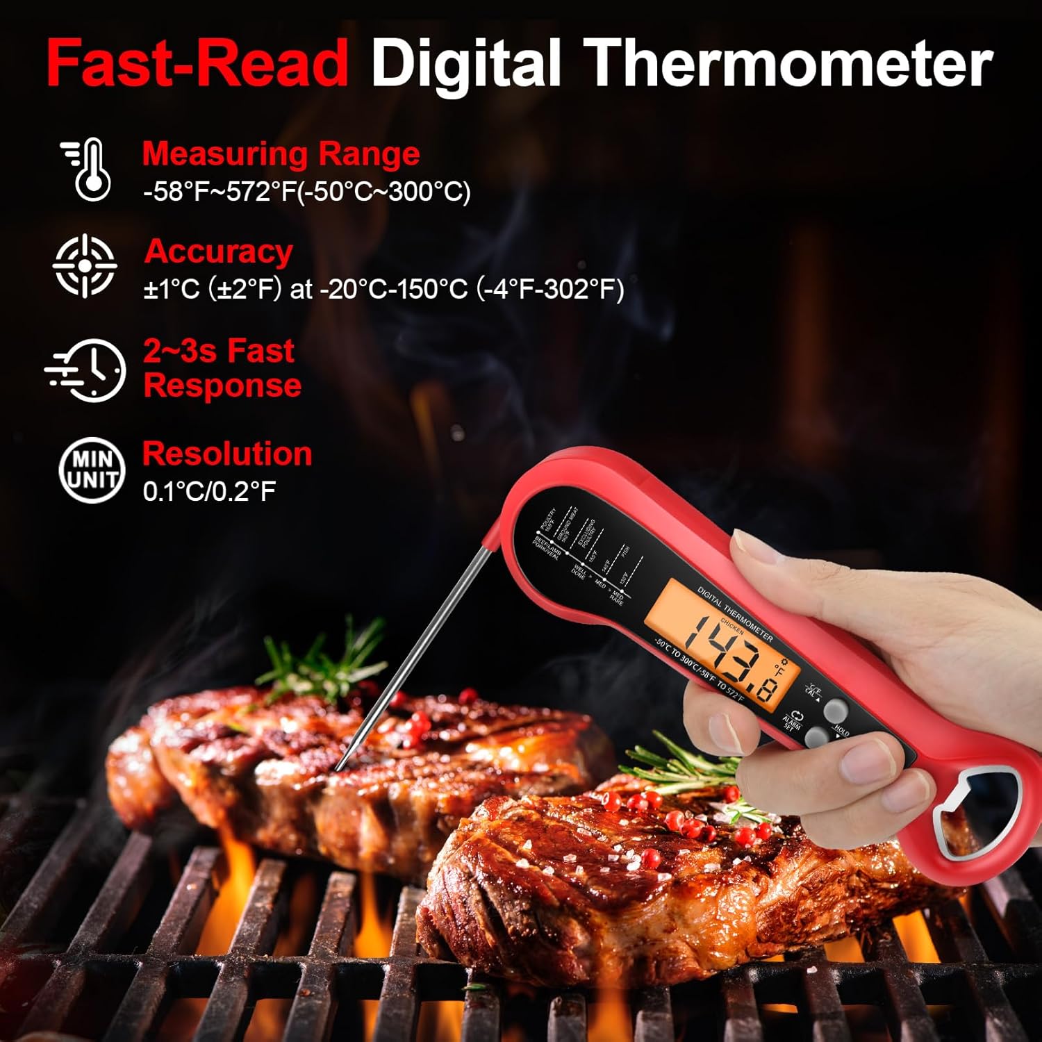 เทอร์โมมิเตอร์วัดอุณหภูมิอาหาร - Instant Read Thermometer บทวิจารณ์และราคา